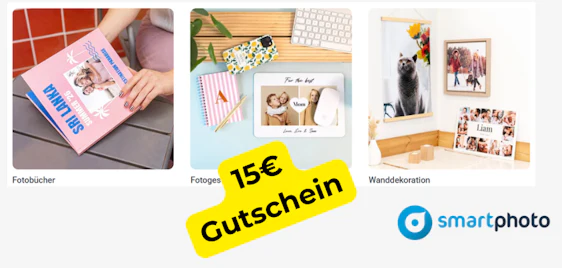 Gutschein-Aktion! 📸 15€ smartphoto Gutschein & gratis Versand ab 30€ 📦