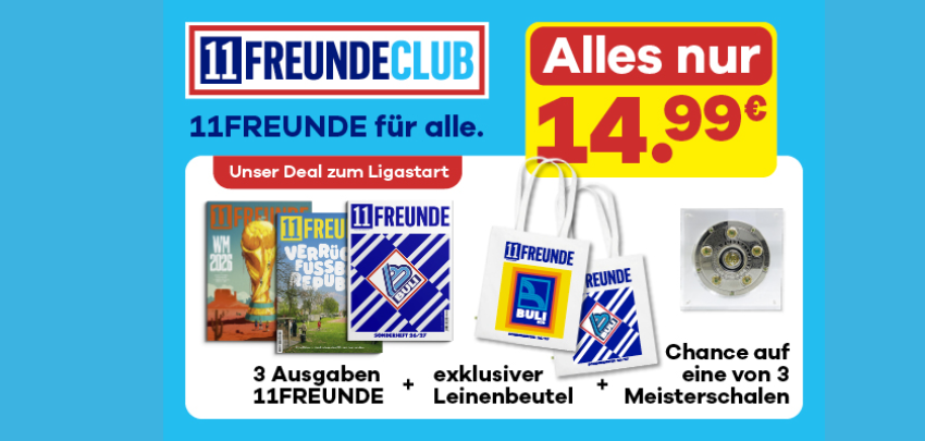 11FREUNDE CLUB Klassik 3 Monate für nur 15€ ⚽️ inkl. Baumwollbeutel &amp; Gewinnspiel