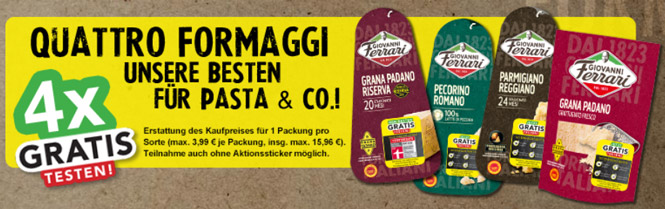 Giovanni Ferrari Käse gratis testen - 4 verschiedene Sorten