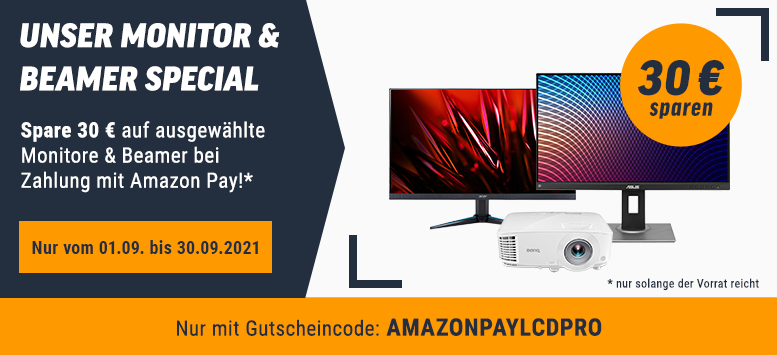30€ Rabatt auf Monitore &amp; Beamer bei NBB - bei Zahlung mit Amazon Pay, z.B. 27" BenQ Gaming-Monitor für 205€