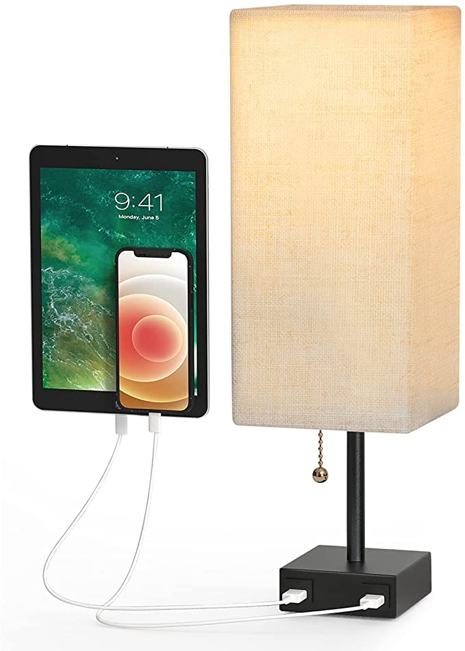 Tischlampe mit 2 USB-Ladeanschlüssen