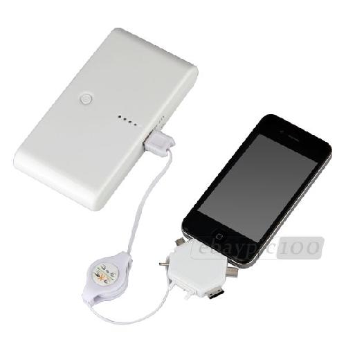 Mobil Ladegerät USB 20000MAH Externer Akku Power + Ladekabel für iphone 5/4s/4