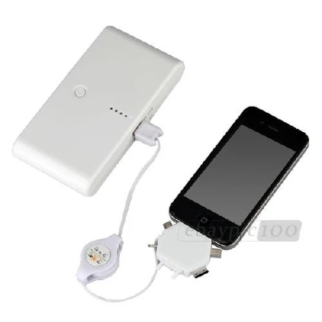Mobil Ladegerät USB 20000MAH Externer Akku Power + Ladekabel für iphone 5/4s/4