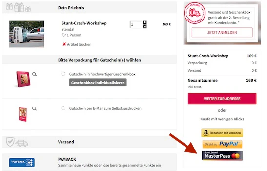 Masterpass Rabatt mydays