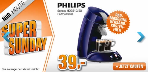 Saturn Super Sunday im Überblick - z.B. Philips Senseo HD7810/40  für 39€, SanDisk SSD 256GB für 119€