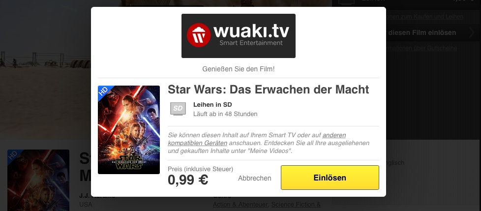 Wuaki Leihfilm Schnaeppchen