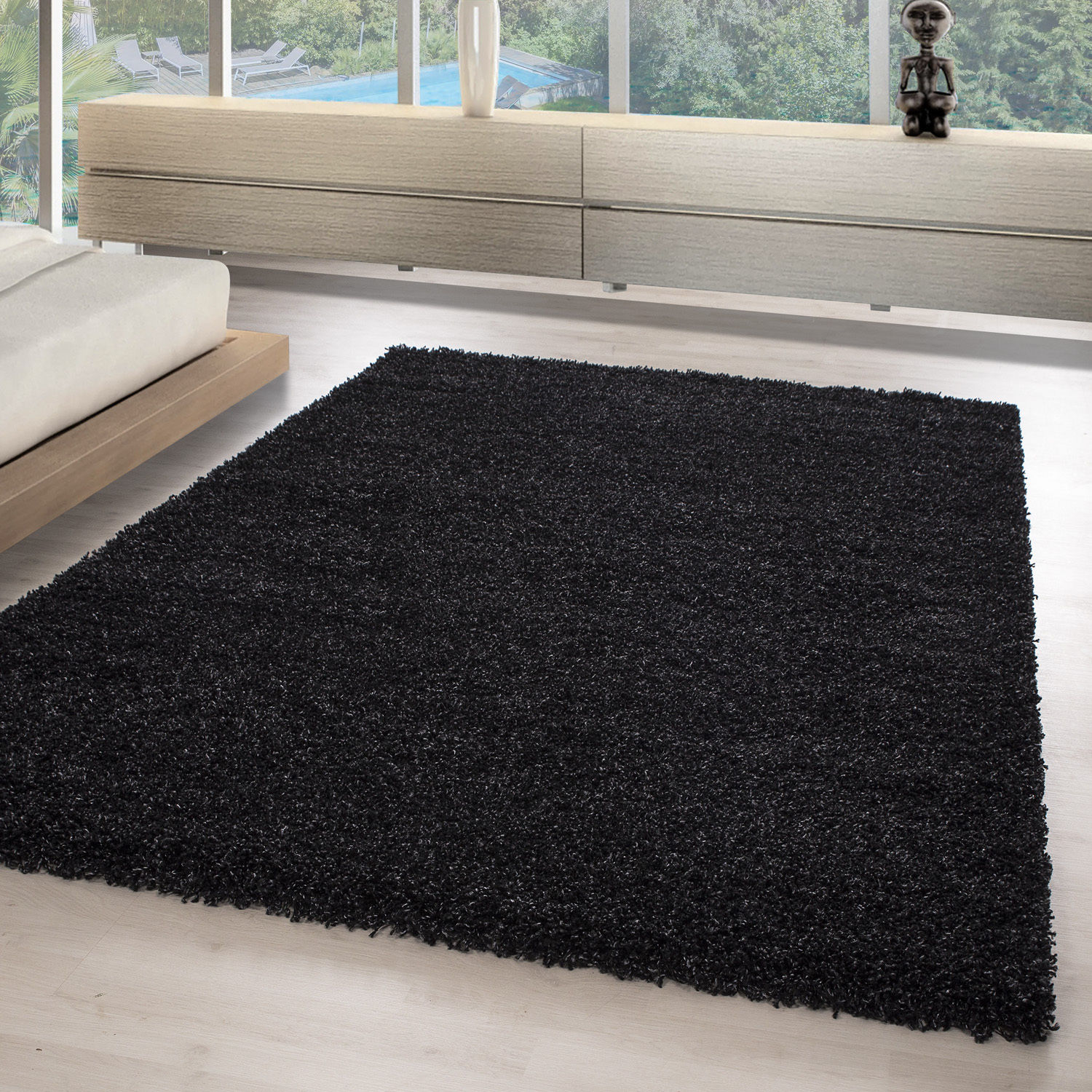 Vorbei! Hochflor Shaggy Teppich 60 x 110 cm für nur 2,80 EUR inkl. Versand (Anthrazit)