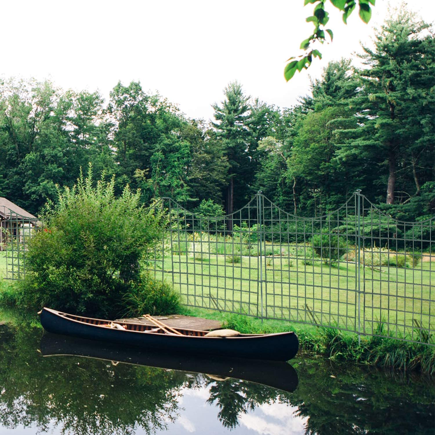 SONUG 11tlg Set Teichzaun mit 5 Zaunelemente und 6 Befestigungsstäben, Unterbogen/Gerade