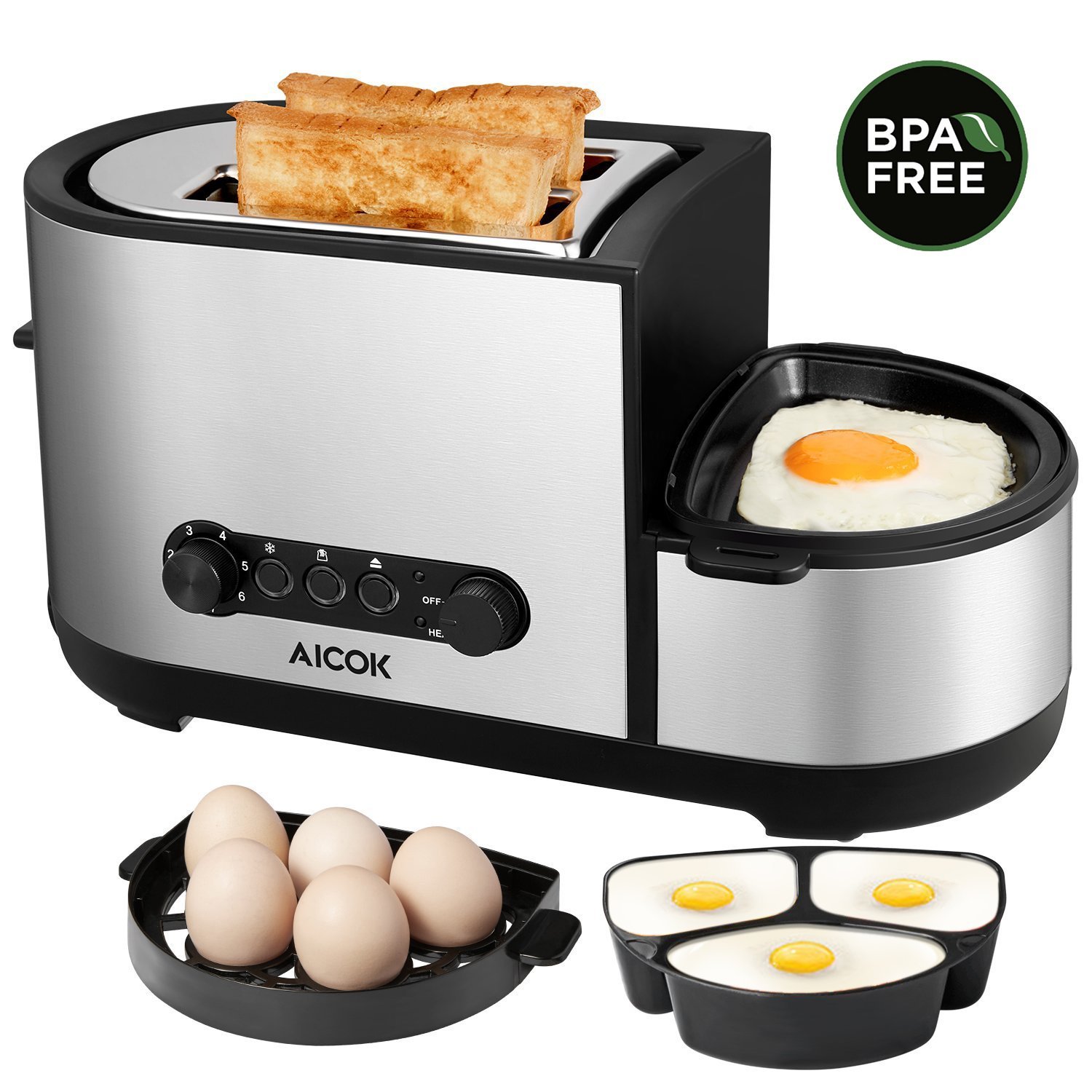 5-in-1 Toaster 2-Scheiben Toaster mit Eierkocher für 34,99€