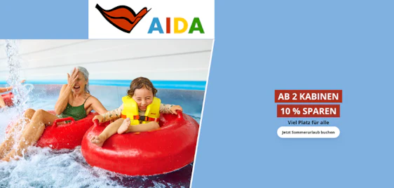 Aida: 10% Rabatt ab 2 Kabinen 🛳️🩷 ideal für Familien & Gruppen