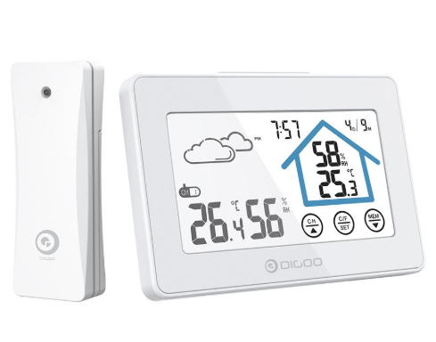 DIGOO DG-TH8380 Digitale Wetterstation inkl. Außensensor  Farbdisplay