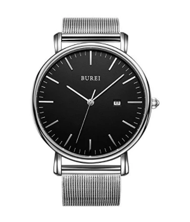 27% Rabatt auf BUREI Herren Damen Armbanduhr Dünne schwarz Quarzuhr für 18,97€