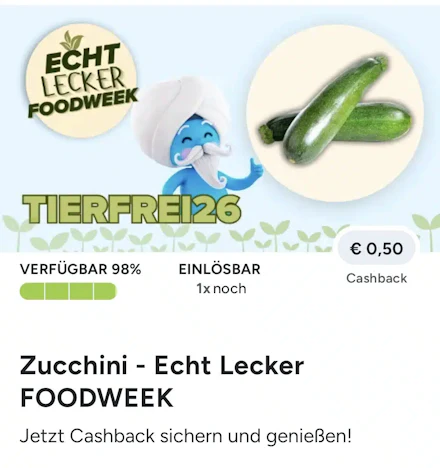 Marktguru: 0,50 € Cashback auf Zucchini