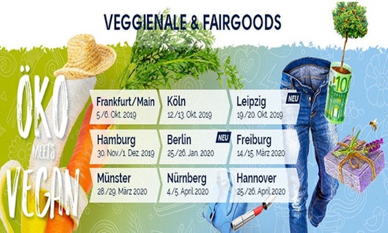 1x Tagesticket „Veggienale & FairGoods“ für 5€ – Veggie-Messe ab 05.10.2019 in z.B.: Frankfurt, Köln, Leipzig, Hamburg und Berlin