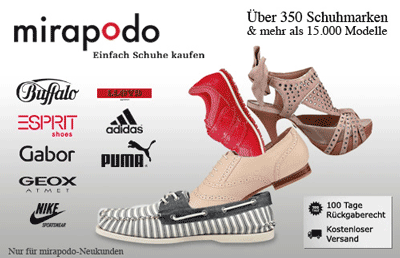 40€ mirapodo Gutschein für 15€ - Online-Schuhshop