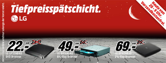 Tiefpreisspätschicht bei Media Mark - DVD und Blu-Ray Laufwerke