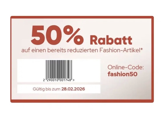 Galeria - 50% Rabatt auf einen reduzierten Fashion und Sport Artikel - für registrierte Galeria-Kunden