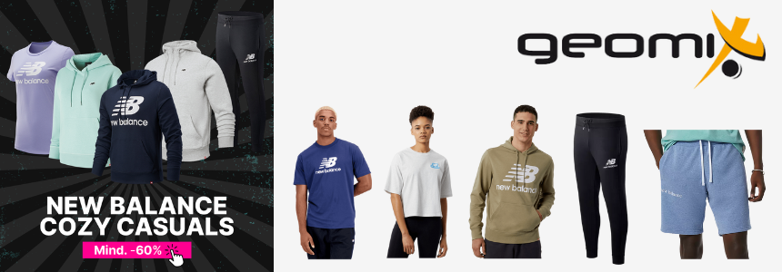 Schnell sein! New Balance Sale bei Geomix 🥳 Mindestens 60% Rabatt + versandkostenfrei - z.B. T-Shirt für 12€