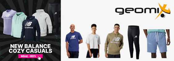 Schnell sein! New Balance Sale bei Geomix 🥳 Mindestens 60% Rabatt + versandkostenfrei - z.B. T-Shirt für 12€