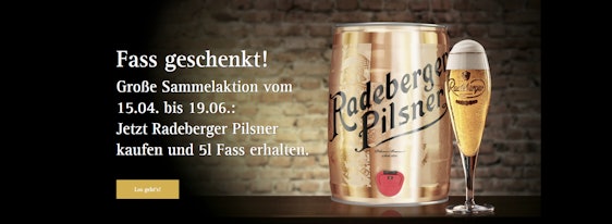 5-Liter-Fass Radeberger gratis - beim Kauf von 5 Kästen Radeberger Pilsener