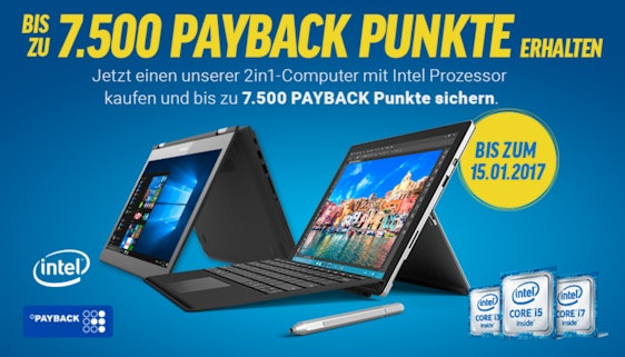 Spar-Aktion bei Notebooksbilliger: 25% Rabatt auf Intel-PCs und bis zu 7.500 Payback-Punkte