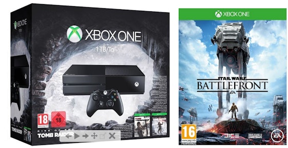 Xbox One 1TB Tomb Raider Bundle + Star Wars Battlefront für 357€