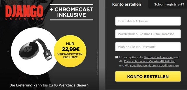 Google Chromecast 2 und Django Unchained für 23 euro