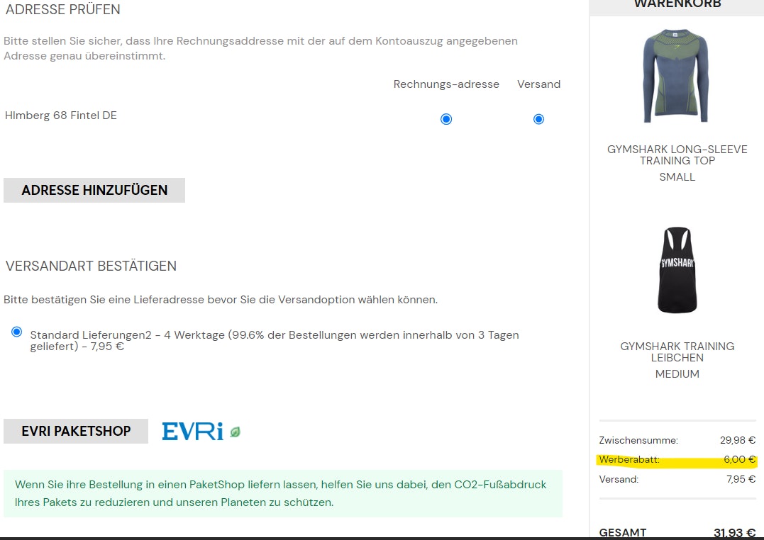 Sportsshoes Rabatt aktiviert