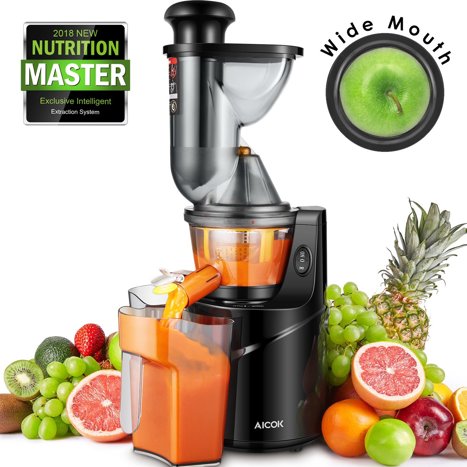 Aicok Entsafter Mastizierender 75MM Großer Einfüllöffnung für 62,99€