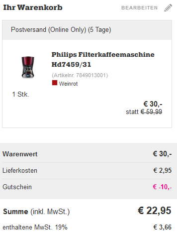 Philips Filterkaffeemaschine, Wasserkocher und Toaster ab 23€ pro Gerät