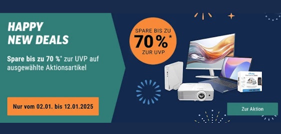 Happy New Deals bei Notebooksbilliger 🔥 Bis zu 70% Rabatt - z.B.: Lexware Quick Steuer 2024 für 12€