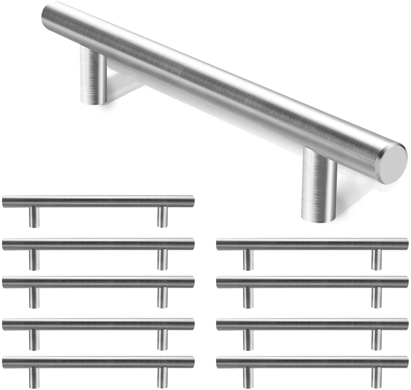 Hengda 10x Edelstahl Möbelgriff Bohrlochabstand 128mm Gesamtlänge 188mm Ø 10 mm, Versorgungsreichweite: Bohrlochabstand 96mm bis 192mm