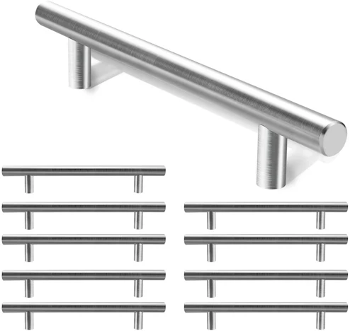 Hengda 10x Edelstahl Möbelgriff Bohrlochabstand 128mm Gesamtlänge 188mm Ø 10 mm, Versorgungsreichweite: Bohrlochabstand 96mm bis 192mm