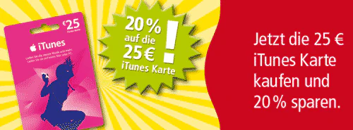 20% auf iTunes Karten sparen - nur noch heute bei REWE