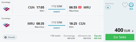 Mauritius: Direktflug von Köln und zurück ab 400€ mit Eurowings