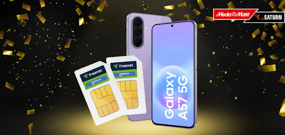 Effektiv GRATIS 🤑📱 Samsung Galaxy A57 + 2x 10GB Telefonica Allnet-Flat nur 9,98€ mtl.