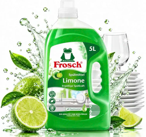 Frosch Limonen Spülmittel, Handgeschirrspülmittel mit fettlösenden Limonen-Extrakten, 5L für 7,59€(statt 12,99€)