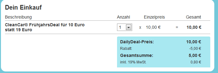 5€ Dailydeal Gutschein ohne Mindestbestellwert
