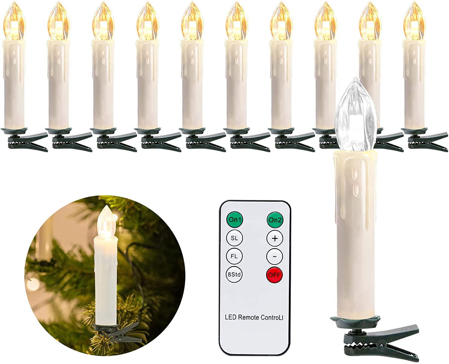 Riossad 30er Flackern LED Weihnachtskerzen, Warmweiß,  Christbaumkerzen Kabellos