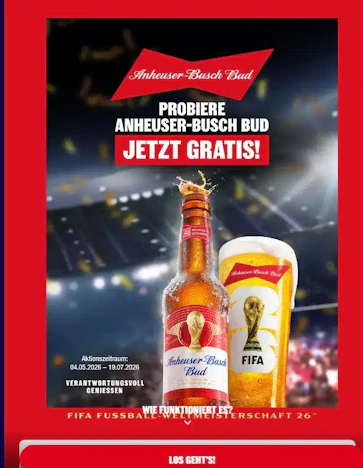 Anheuser Busch Bud 100% Cashback