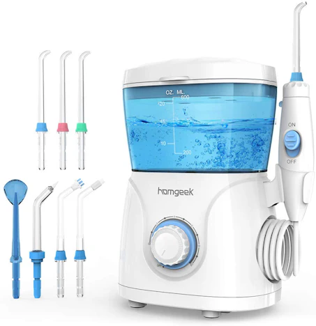 Munddusche mit 10 Stufenlosen Wasserdruckeinstellungen 600ml Wassertank 7 Funktionsdüsen