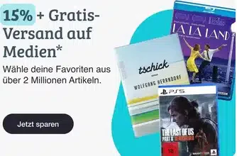 15 % Rabatt + vsk-freie Lieferung auf alle Medien bei rebuy.de (ab 35 € MBW, bis 21.07.2026)