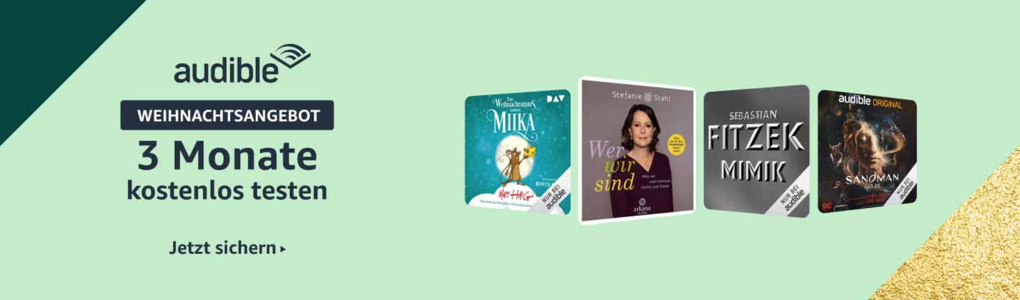 Nicht mehr lange! Weihnachtsangebot - Audible 90 Tage kostenlos testen 📚 » Nur für Neukund:innen