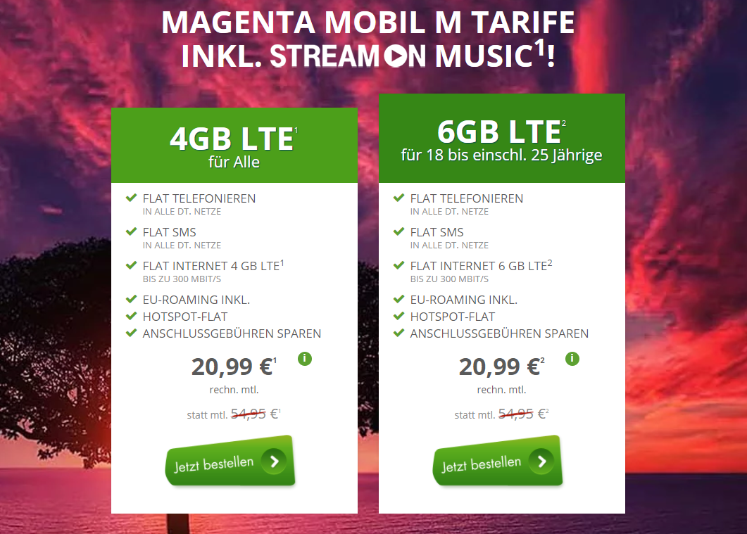 Telekom MAGENTA MOBIL M TARIFE - 4 GB für 20,99 Euro