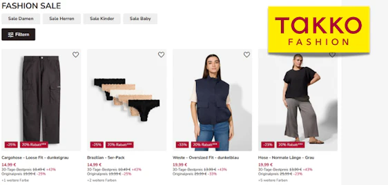 Takko Sale: 20% Extra-Rabatt auf bereits reduzierte Fashion 👗🛍️ bis zu 70% sparen