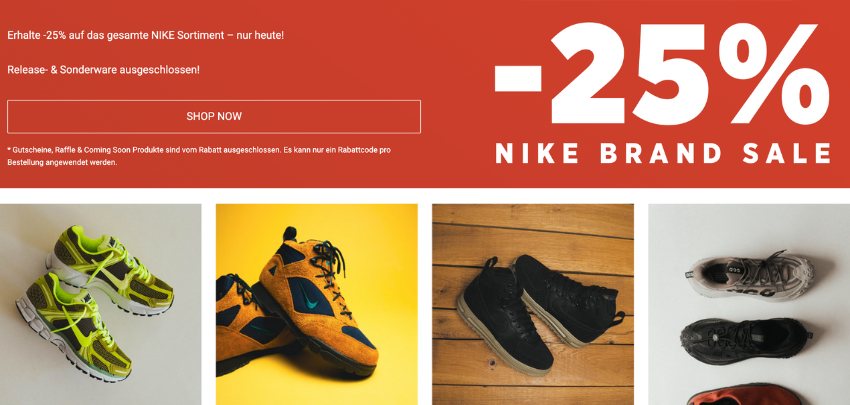 Nur heute! Nike Brand Sale bei 43einhalb – 25% Rabatt auf (fast) alle Nike-Artikel