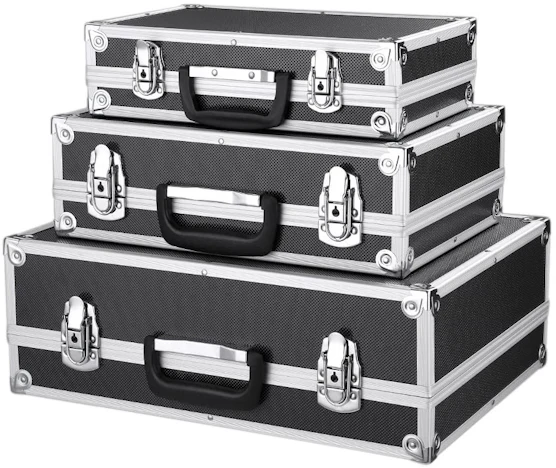 3er Set Transportkoffer Werkzeugkoffer mit Aluminiumrahmen und ABS