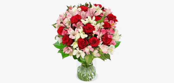 Liebesgruß für 25€ – 20 Stiele Rosen & Inkalilien mit bis zu 40 Blüten