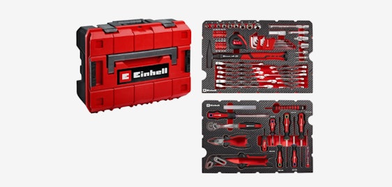 Einhell E-CASE Werkzeugkoffer für 76€ - 80-teilig, Chrom-Vanadium, wasserabweisend