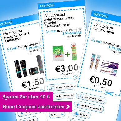 Einkaufscoupons zum ausdrucken bei for-me-online - z.B. Fairy Ultra für 0,49€ bei Rossmann